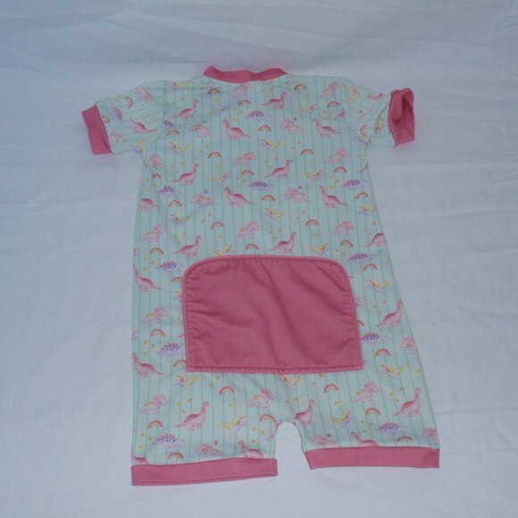 Smocking Bird Dinosaurs Girls Pink Shortie Short Sleeve Pajamas Zip Up 2t - Picture 9 of 11
